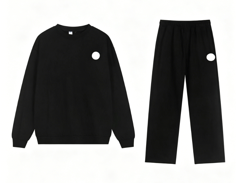 Black round neck straight tube set