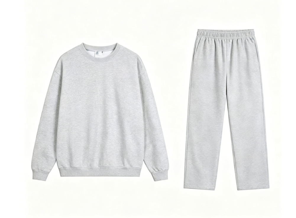 Grey round neck straight tube set