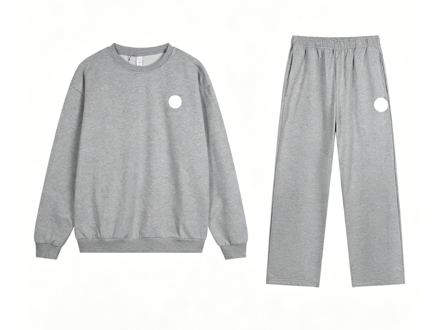 Grey round neck straight tube set