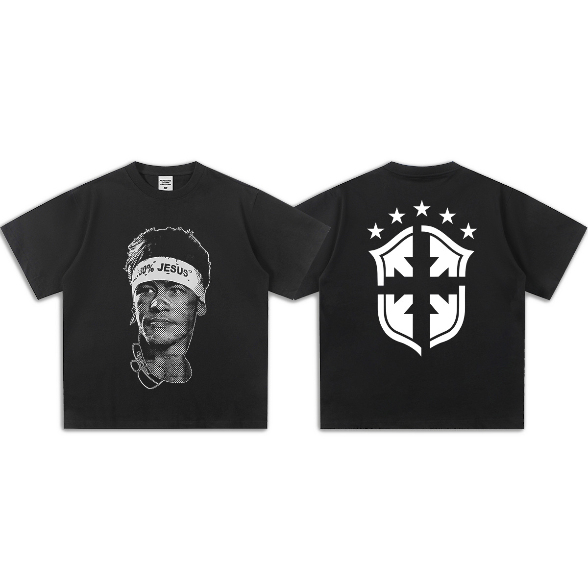 Pure black short sleeved shirt (small neckline)