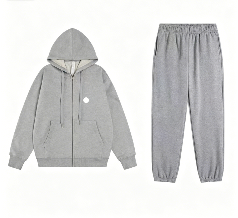 Gray Full-Zip Jogger Set
