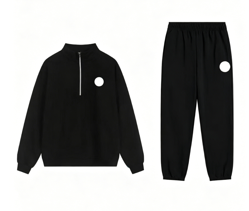 Black Half-Zip Jogger Set