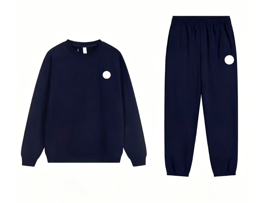 Navy blue round neck ankle binding set