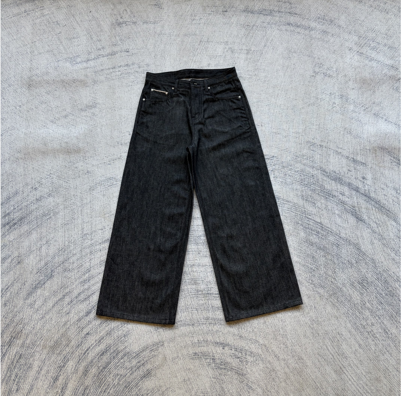 Fyredwrld Black Selvedge Wide Straight Leg Jeans with Pockets