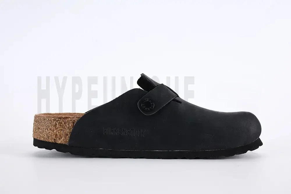 Birkenstock Boston Gamuza Suave Negro