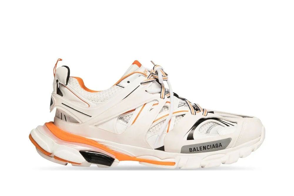 Balenciaga LED Track Sneaker Blanco y Naranja Mesh y Nylon