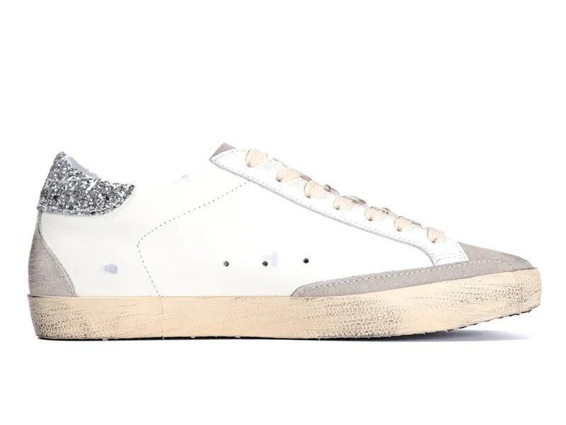 GGDB Super Star Sneakers White/Dark Grey Glitter