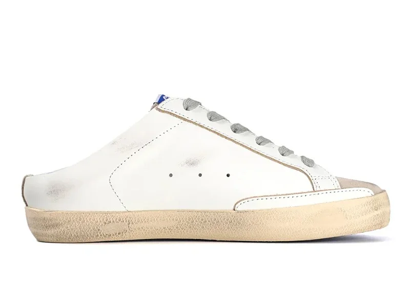 Golden Goose Super-Star Sabot Blanco Cuero Glitter Slip-On