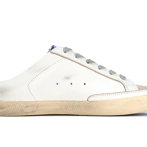 Golden Goose Super-Star Sabot Blanco Cuero Glitter Slip-On