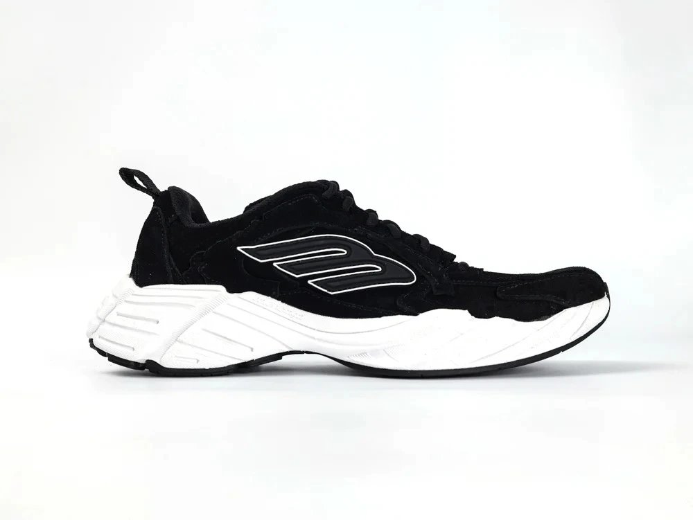 Balenciaga Monday suede-leather Black White Sneakers