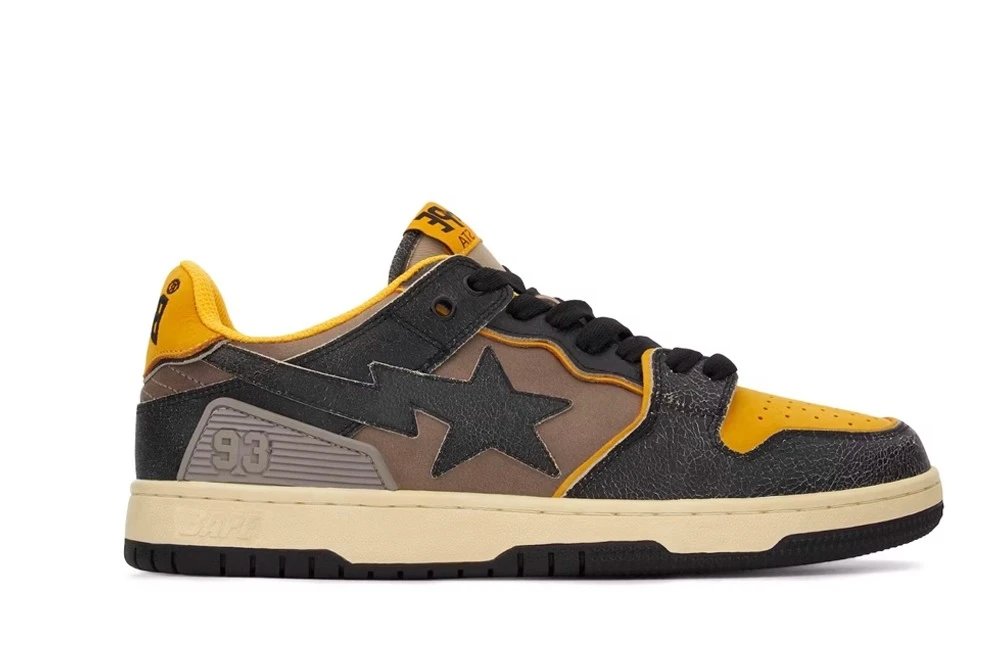 A Bathing Ape Bape STA Black Yellow Sneakers
