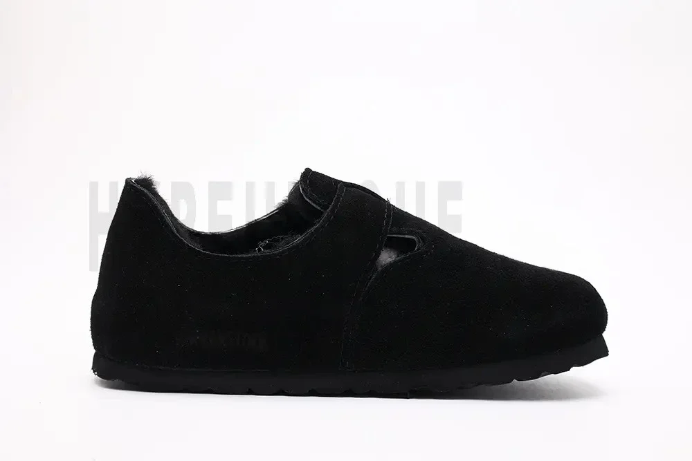 Birkenstock London Shearling Suede Leather Negro