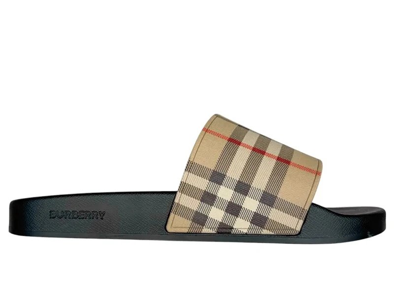 Burberry Vintage Check Furley Slides Brown