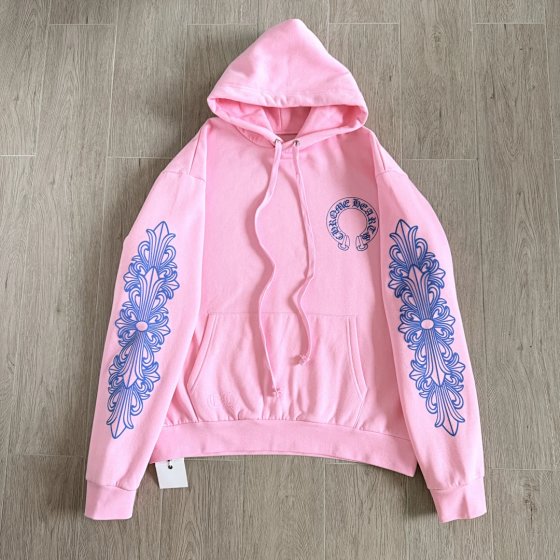 Chrome Hearts Pink Floral Horseshoe Cross Arm Sleeve New York Anniversary Limited Hoodie - Neymar Style
