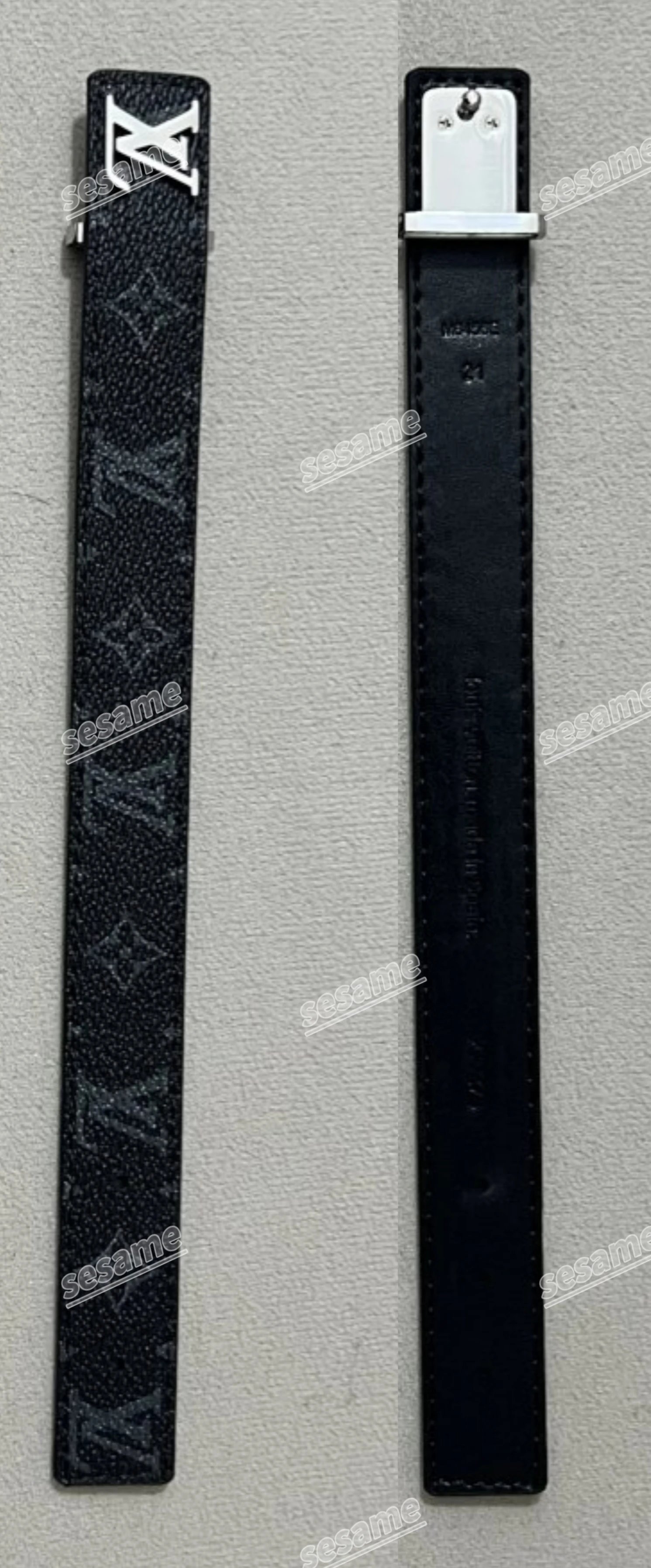 Silver buckle black belt