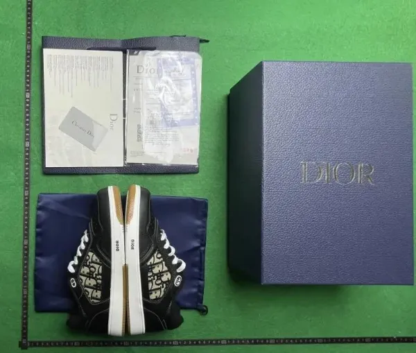 Dior B23 Oblique Print Black and White Sneakers - 1