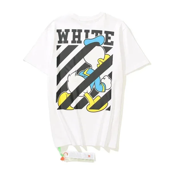 Off-White x Disney Donald Duck Diagonal Stripe White T-Shirt - 1