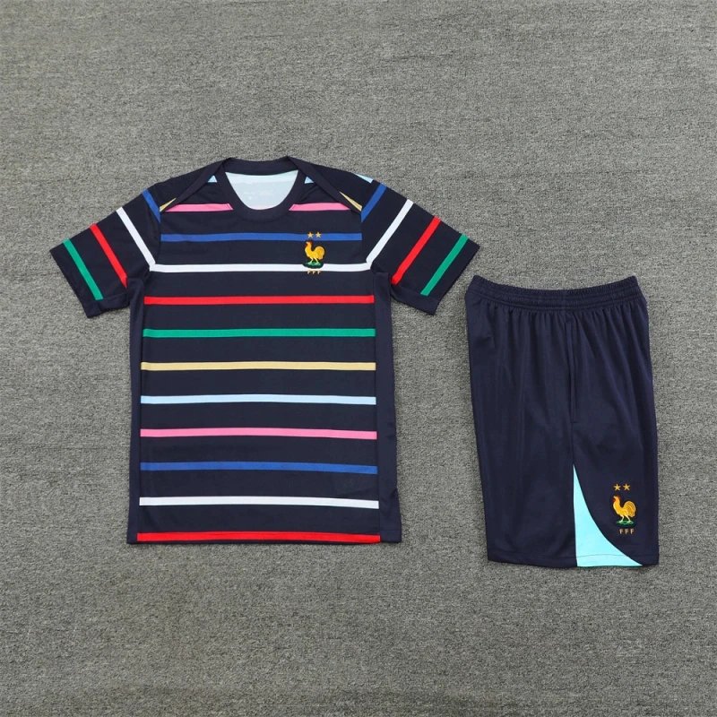 France Navy Striped Soccer Jersey and Shorts Set