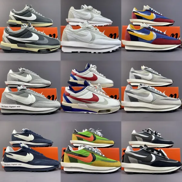 Nike x Sacai Vaporwaffle Multicolor Burgundy Green Sneakers - 3