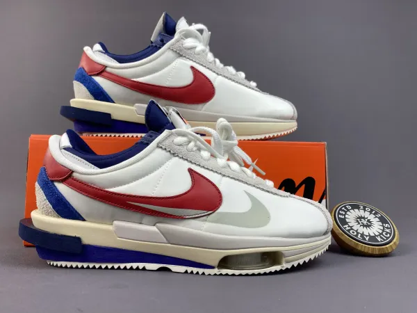 Nike Cortez x Sacai White Red Blue Sneakers - 1