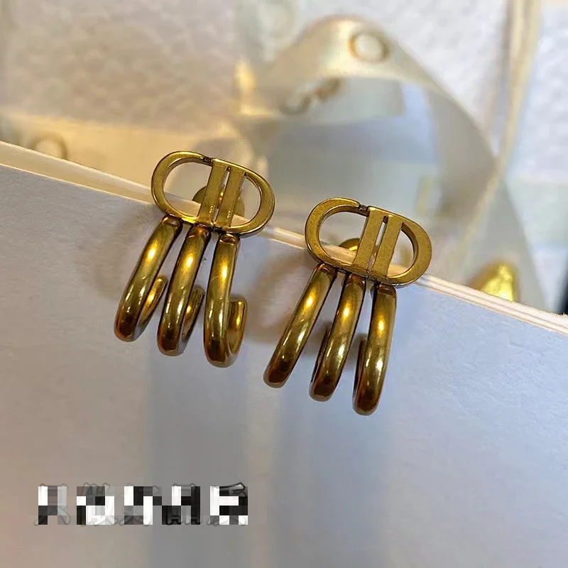 Dior Vintage Gold CD Double Hoop Ear Cuffs