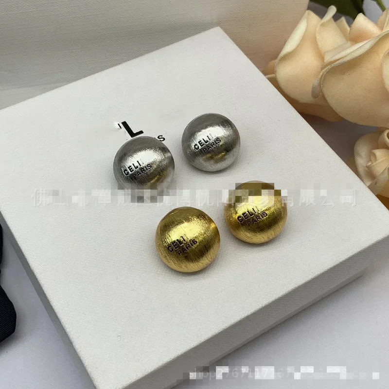 Celine Gold Logo Unisex Minimalist Metal Brooch