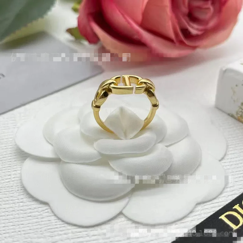 Dior Gold Chain Link Ring Vintage Unisex Jewelry