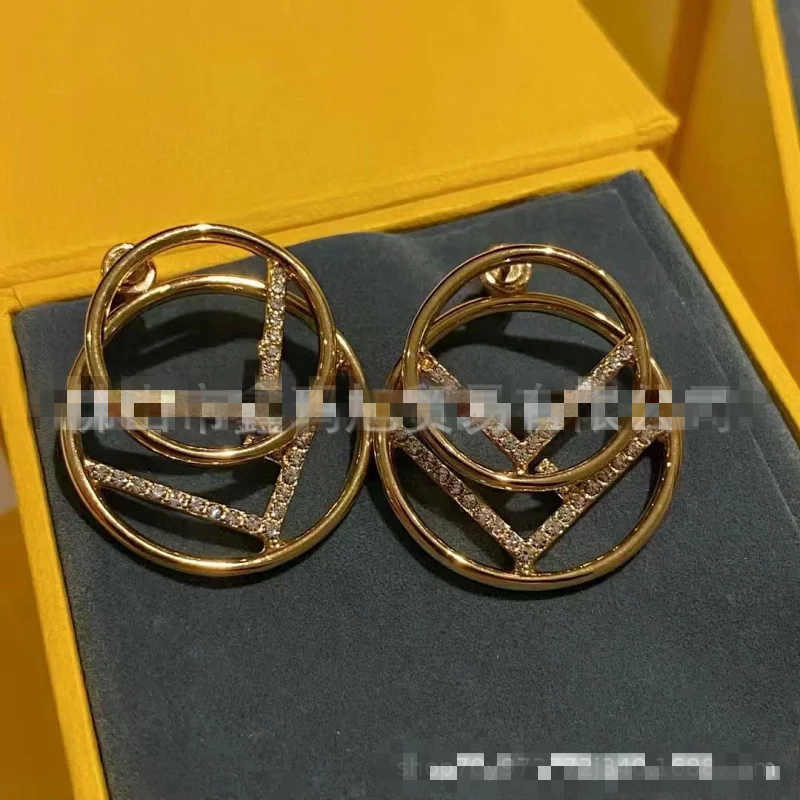 Fendi Gold Crystal Hoop Earrings for Women