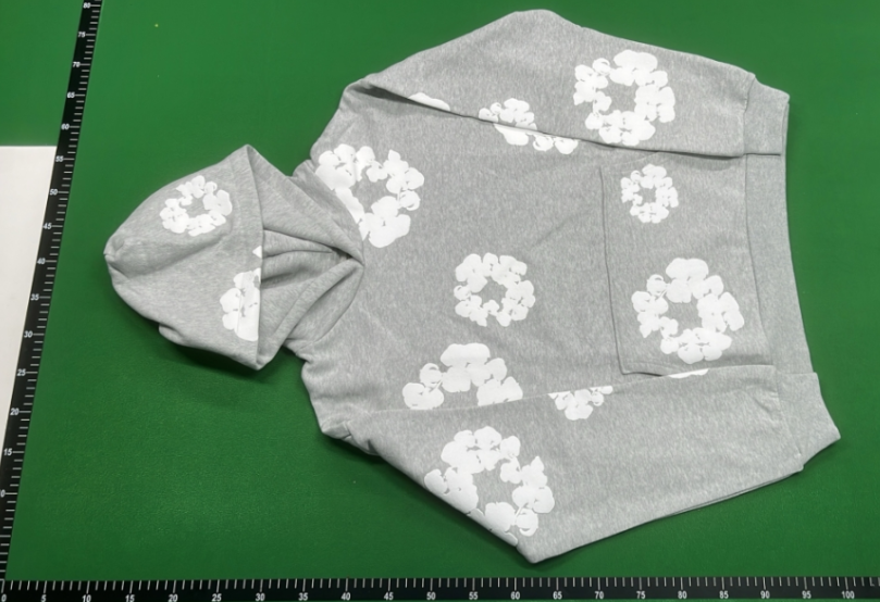 Denim Tears Grey Cotton Wreath Hoodie Unisex Pullover