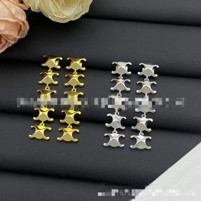 Celine Triomphe Gold Unisex Vintage Earrings