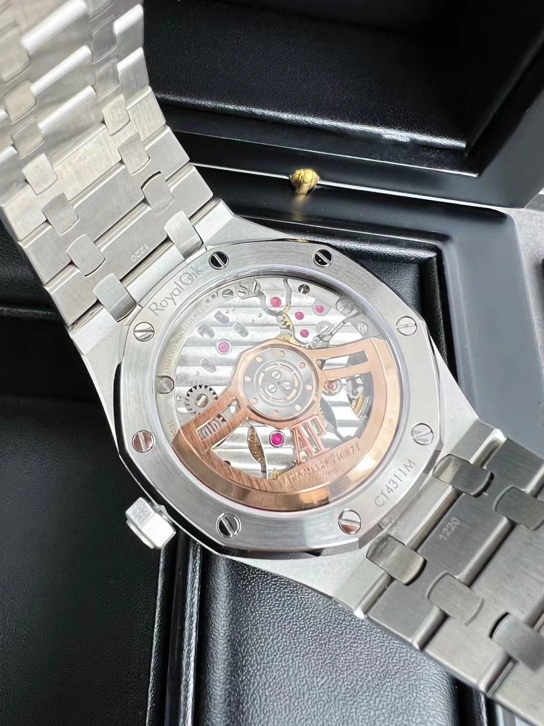 Audemars Piguet Royal Oak 15202ST Blue Tapisserie Dial Steel Watch Watches - 7