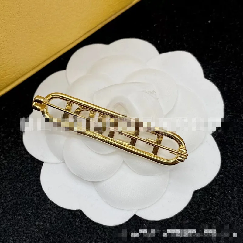 Fendi Gold Vintage Metal Logo Hair Clip