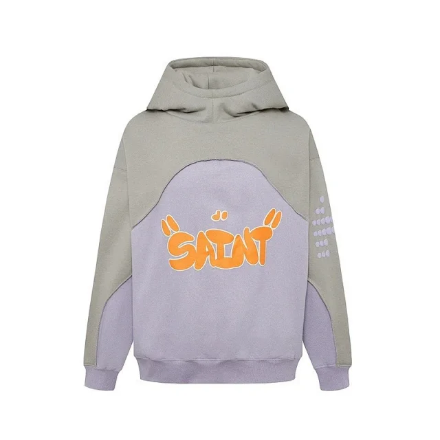 Unbranded Hoodies & Sweatshirts Color-Block Padded Hoodie with SAINT Graphic product detail image 3