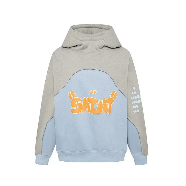Unbranded Hoodies & Sweatshirts Color-Block Padded Hoodie with SAINT Graphic product detail image 5