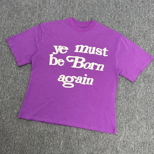 Design Ye Must Be Born Again Purple Graphic T-Shirt - 1