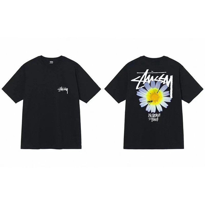 Stussy T-shirt Increase The Peace Daisy Black