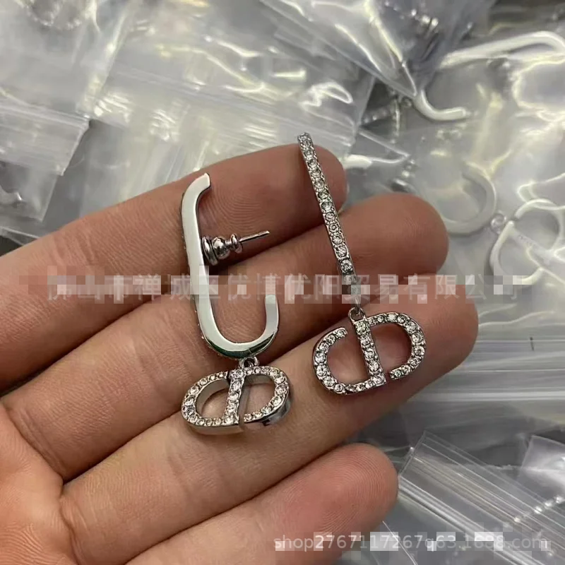 Dior Silver Crystal CD Earrings Jewelry