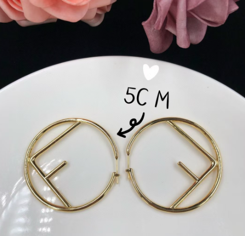 Fendi Gold Double F Hoop Earrings Women Jewelry