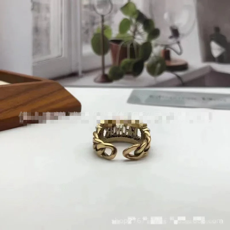 Dior Gold Chain Open Ring Vintage Unisex Jewelry