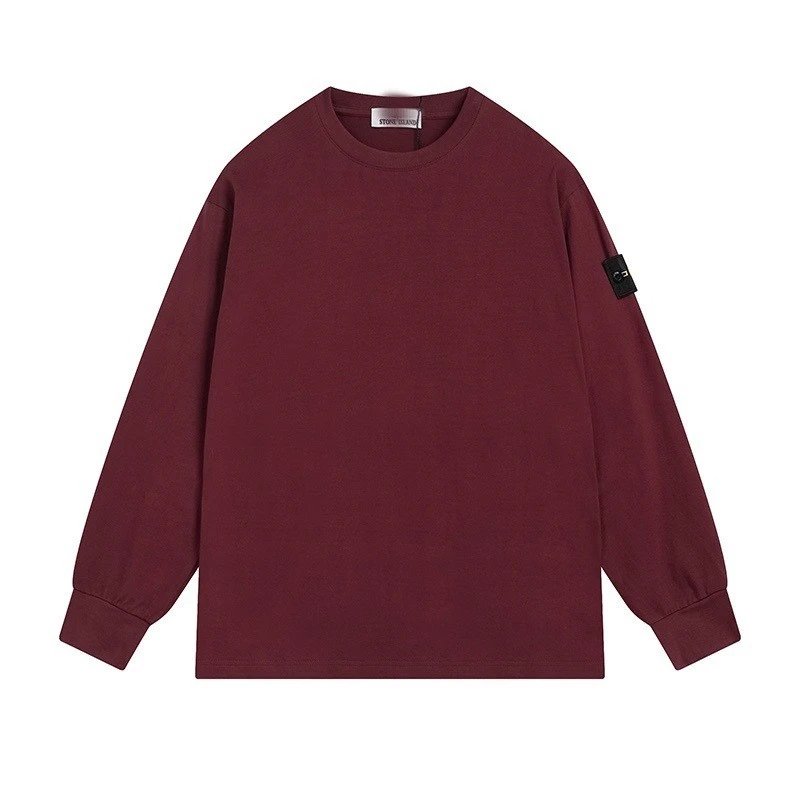 Stone Island Crewneck Sweater Compass Patch Burgundy