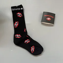 thumbnail for Graffiti red lips and embroidery on the bottom of the towel