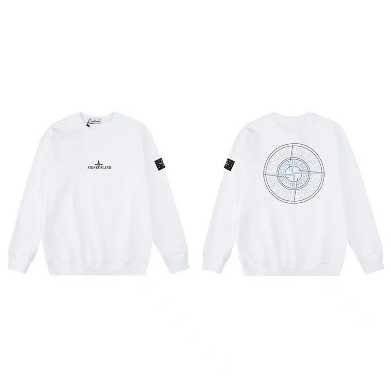 Stone Island Crewneck Sweater Compass Logo Print White