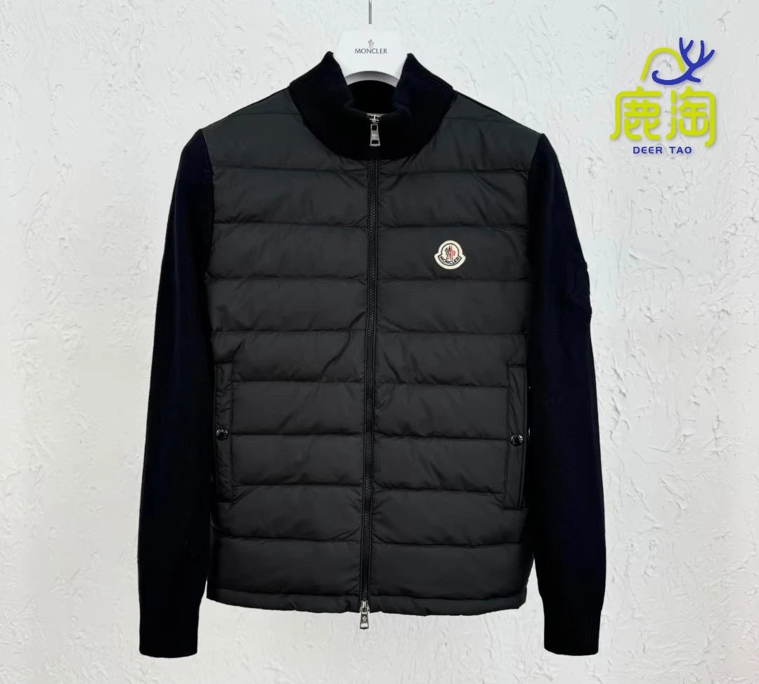 monc1er高领绗缝羽绒针织拼接 Best batch