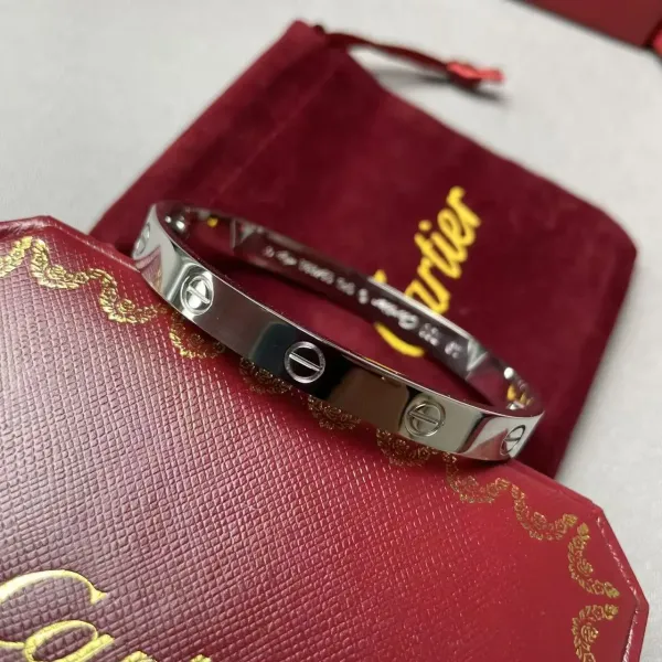 Cartier Love Bracelet Medium Silver with Diamonds Bracelet - 7