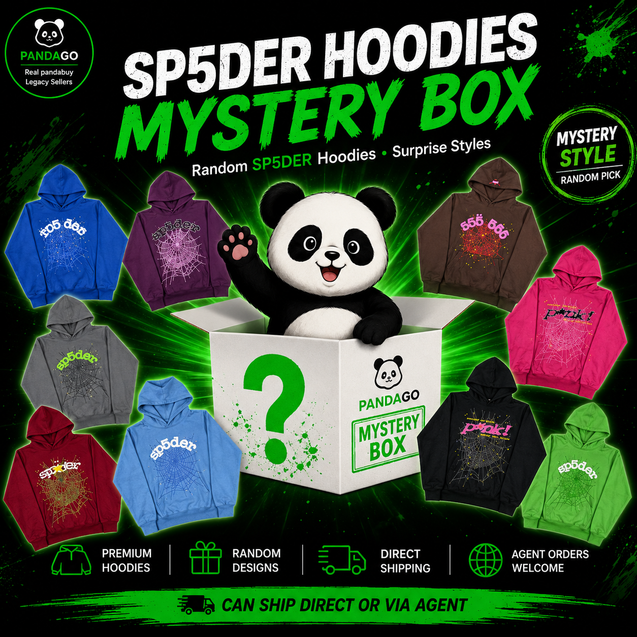 Premium Quality Spider Hoodie Blind Box – Random Thin/Thick Styles, No Returns or Exchanges