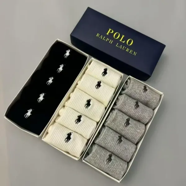 Polo Ralph Lauren Classic Pony Logo Crew Socks Set in Black, White, and Gray - 1