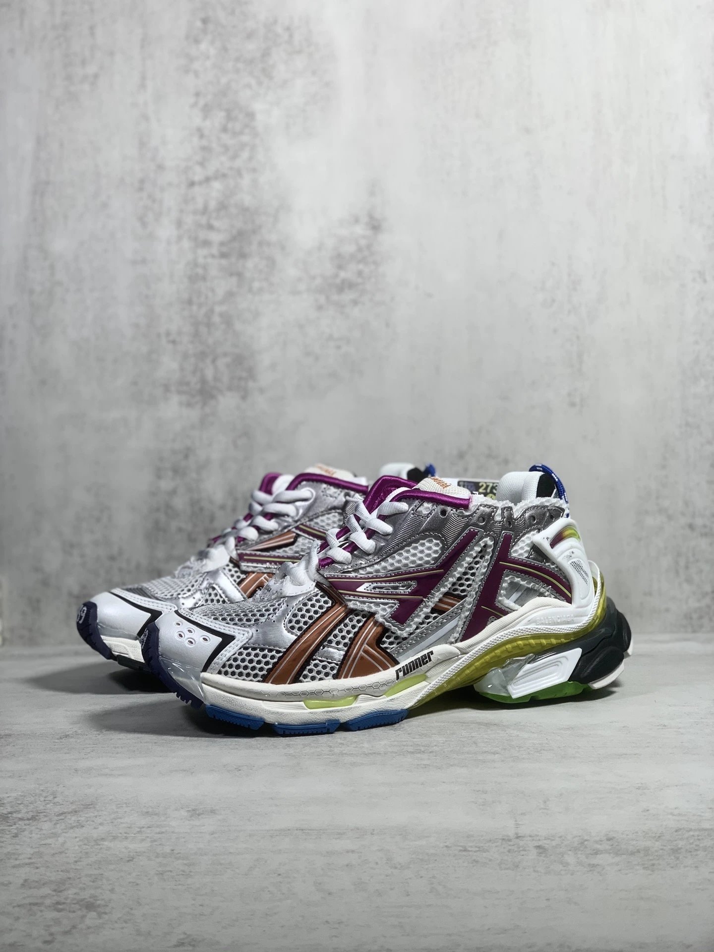 Balenciaga x Asics Runner White Red Blue Pink Chunky Sneakers - 12