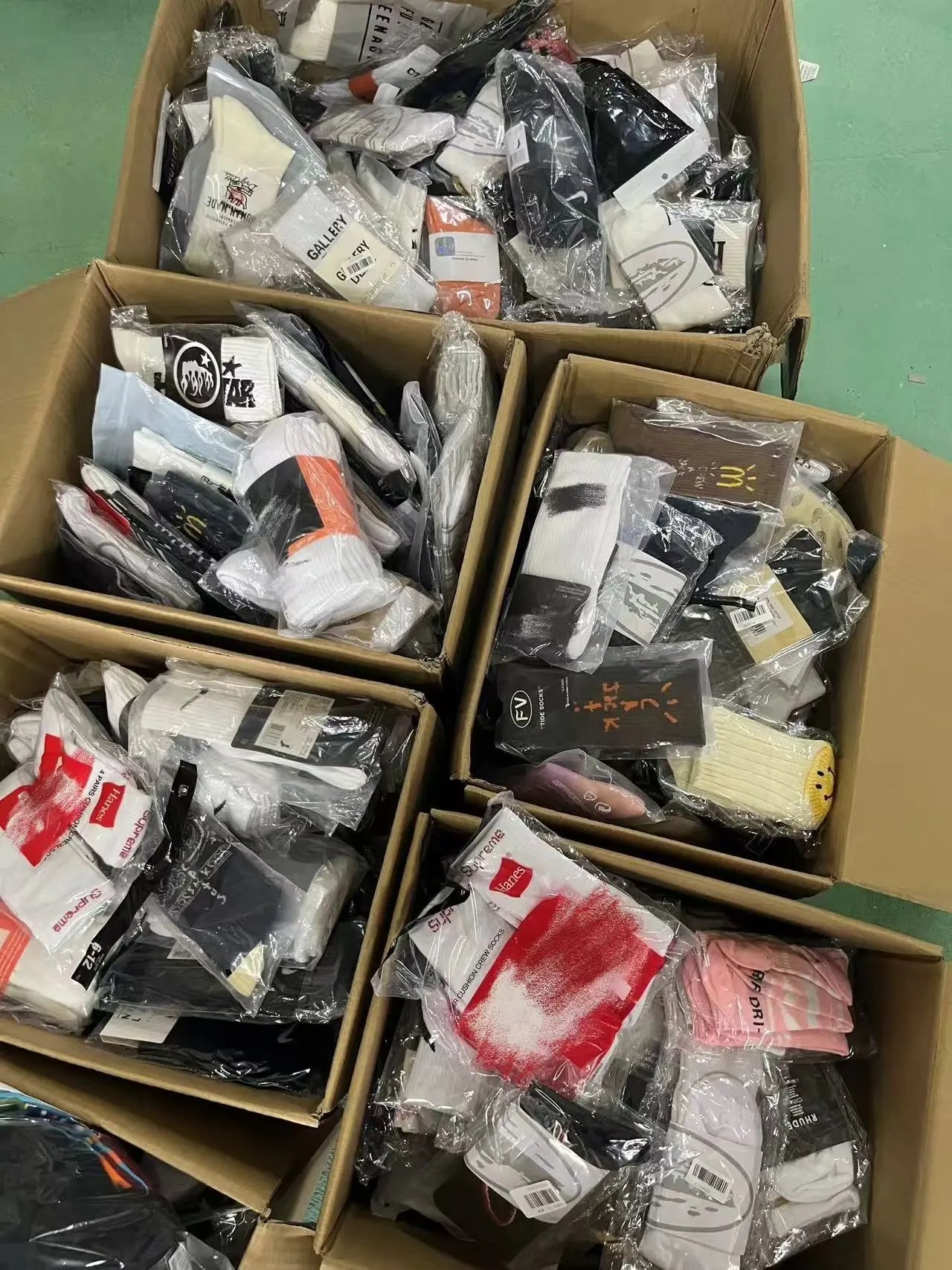 Supreme Box Logo Socks, Nike Swoosh Crew Socks, Off-White Socks, and Assorted Streetwear Socks - 6