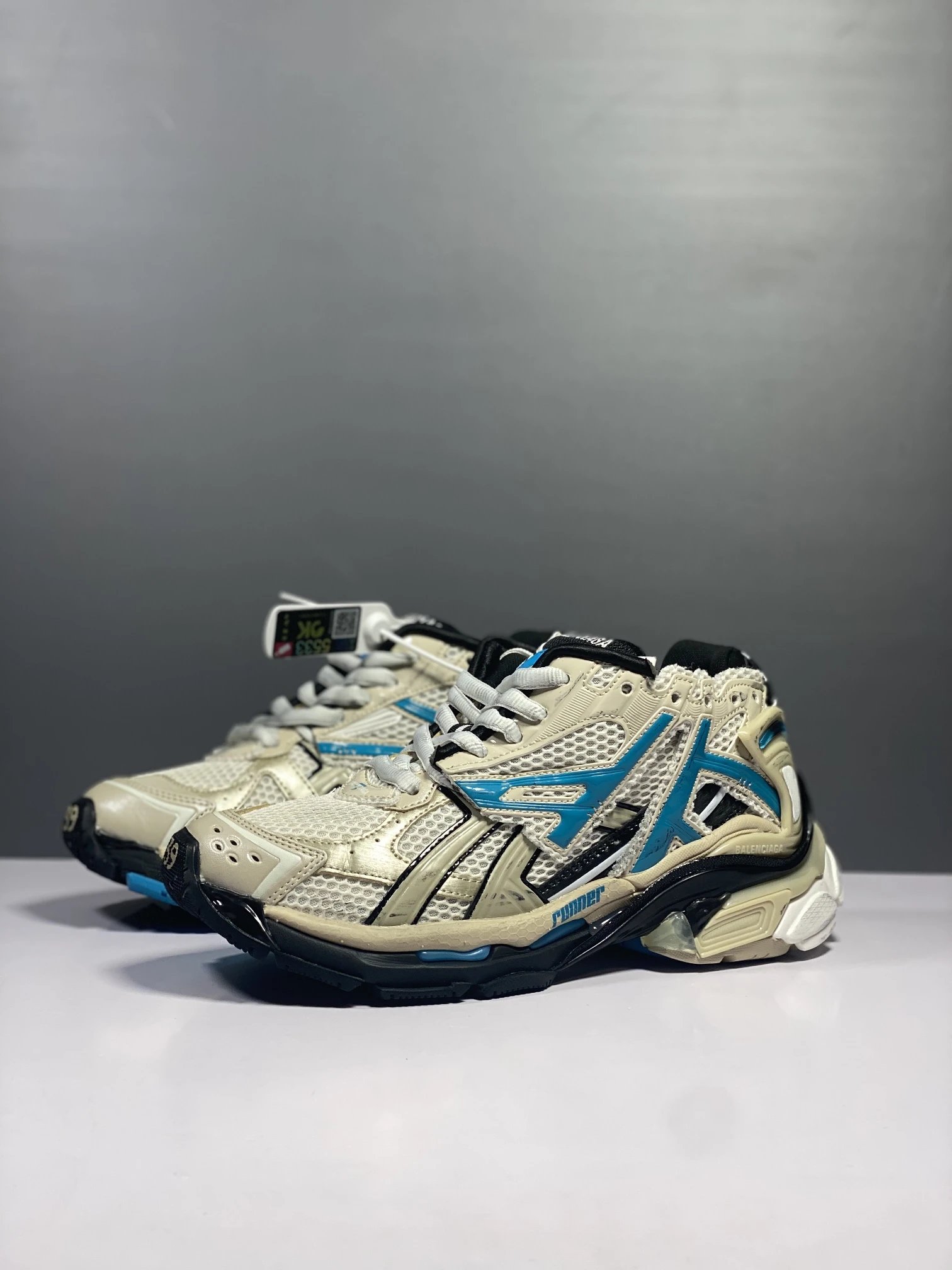 Balenciaga x Asics Runner 2 Beige Blue Running Shoes