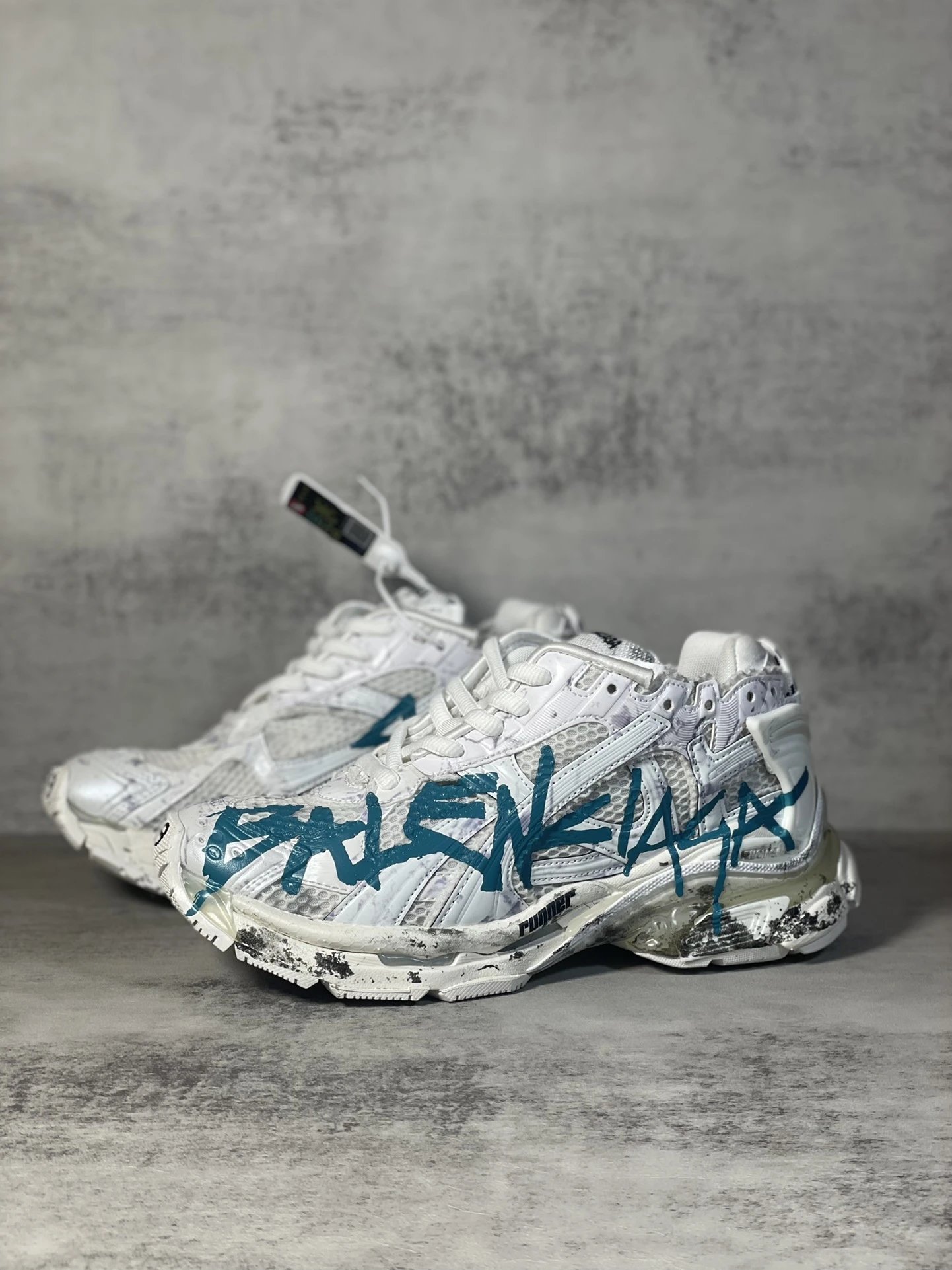 Balenciaga x Asics Runner White Red Blue Pink Chunky Sneakers - 9